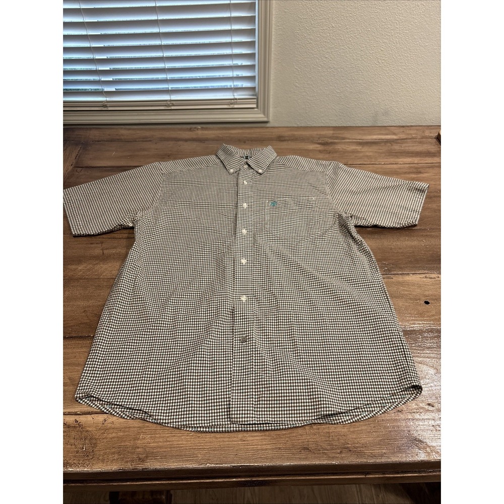 Ariat Pro Series Button Down  Short Sleeve Shirt Mens‎ Medium Plaid Mesh